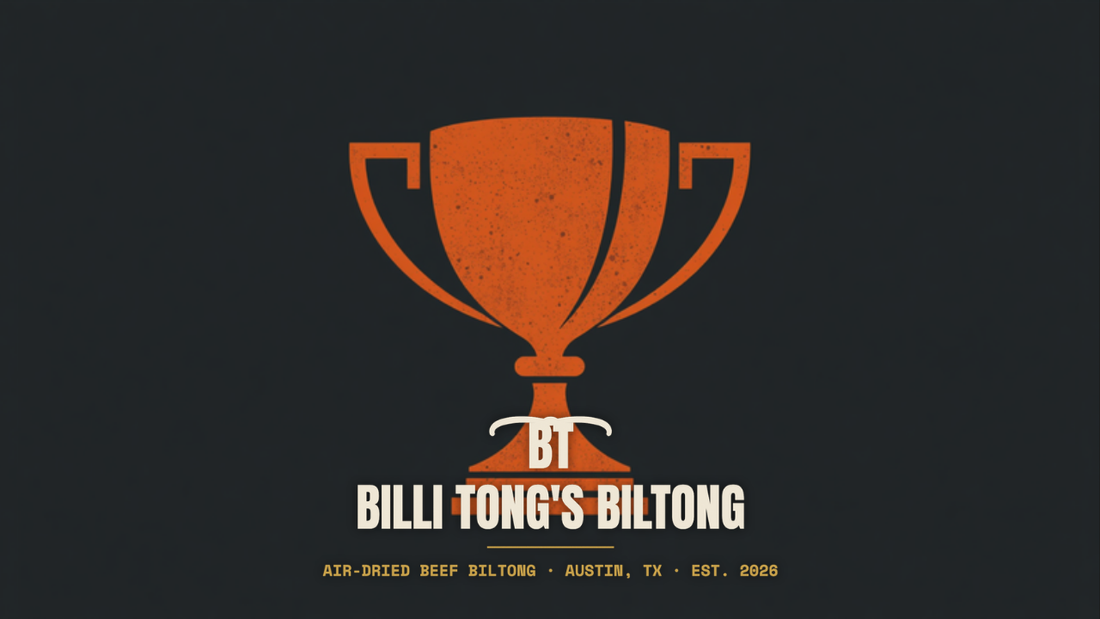 Banksy-style winner's trophy stencil with the Billi Tong's Biltong logo - best biltong brands