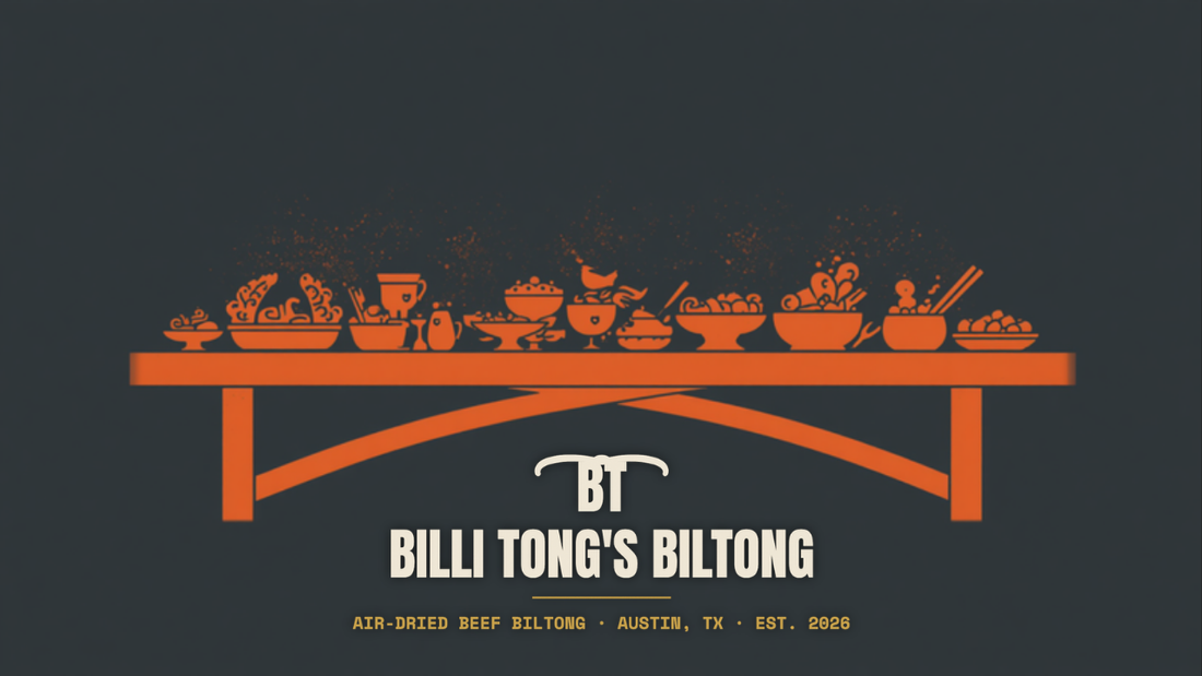 Banksy-style grazing table stencil with the Billi Tong's Biltong logo - biltong grazing table