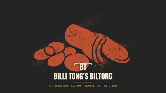 Banksy-style cured meat slices stencil with the Billi Tong's Biltong logo - biltong vs prosciutto and salami