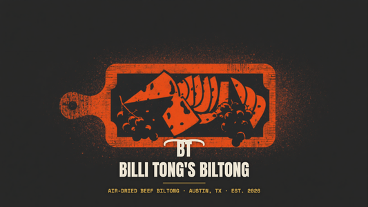 Banksy-style charcuterie board stencil with the Billi Tong's Biltong logo - biltong charcuterie board