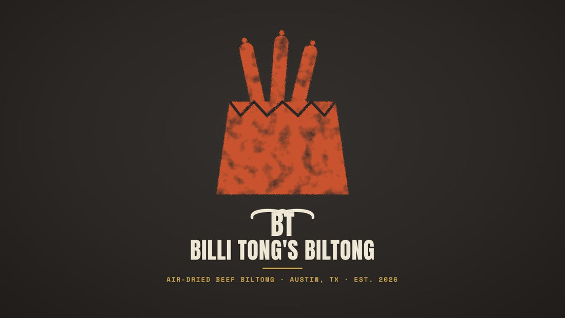 Banksy-style droewors sticks in a paper bag stencil with the Billi Tong's Biltong logo - how to store droewors