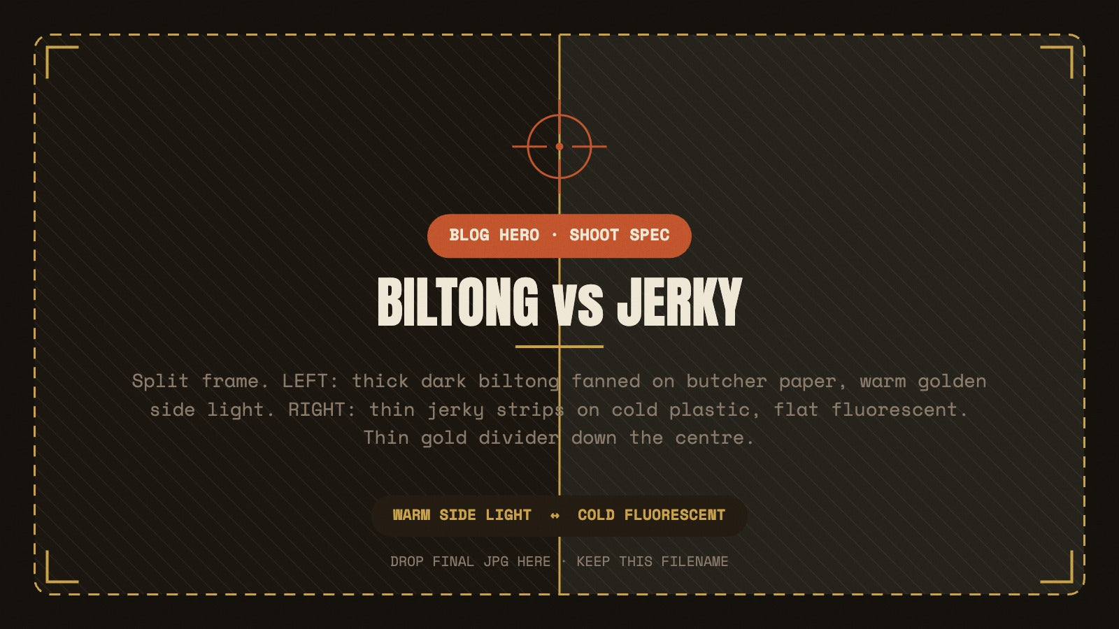 Biltong vs jerky side-by-side comparison — air-dried biltong slices vs cooked jerky strips